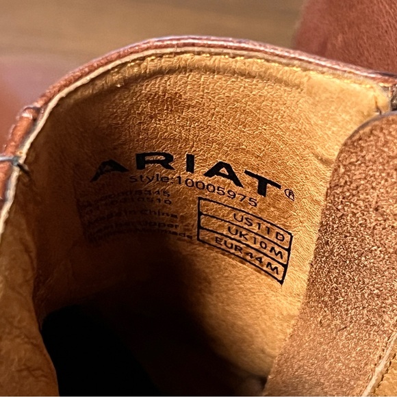 Ariat Deputy Brown Ankle Boots Men’s 11D Brown Zip Western Cowboy - Picture 9 of 9